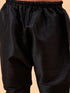 Boy's Beige Woven Nehru Jacket With Black Kurta Pyjama Set